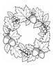 Ausmalbild Herbstkranz mit Eicheln und Beeren