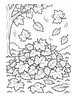 Ausmalbild Herbstlaub unter Baum