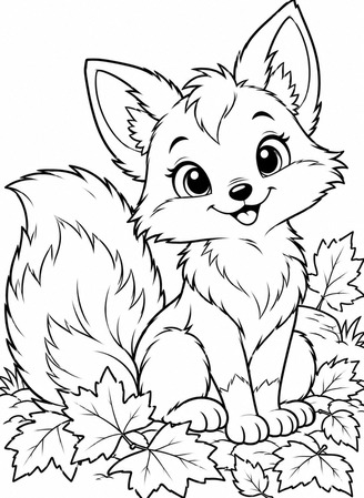 Ausmalbild Fuchs im Herbst