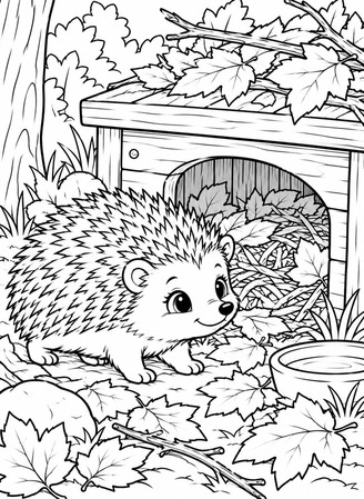Ausmalbild Igel im Winterquartier