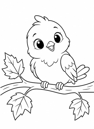 Ausmalbild Vogel im Herbst