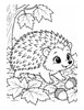 Ausmalbild Igel auf vier Beinen im Herbst