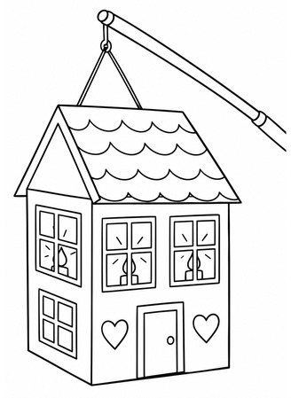 Ausmalbild Haus Laterne