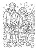Ausmalbild Familie beim Laternenumzug