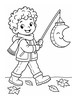 Ausmalbild Junge mit Mond Laterne