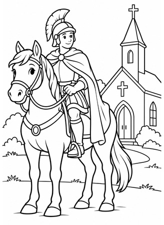 Ausmalbild St Martin vor der Kirche