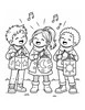 Ausmalbild Kinder singen mit Laternen