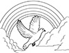 Ausmalbild Regenbogen mit Taube