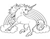 Ausmalbild Regenbogen und Einhorn