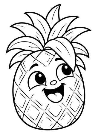 Ausmalbild Ananas mit frechem Blick