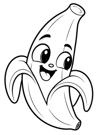 Ausmalbild Banane mit Schale