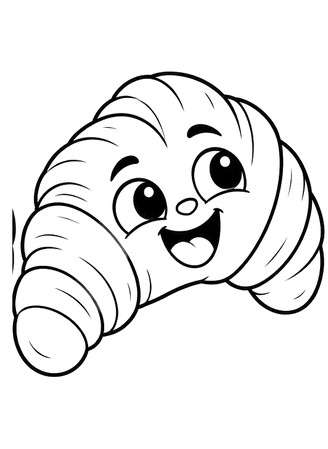 Ausmalbild Croissant mit Gesicht