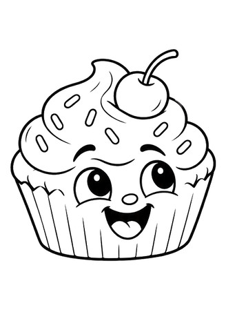 Ausmalbild Cupcake mit Vanillecreme