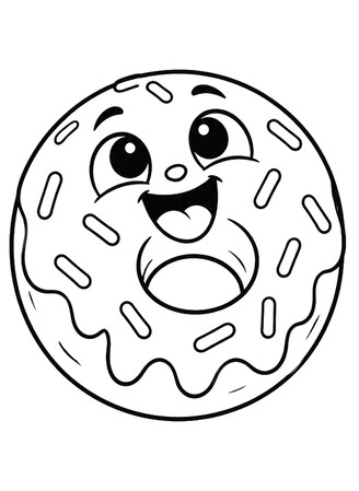 Ausmalbild Donut mit Streuseln