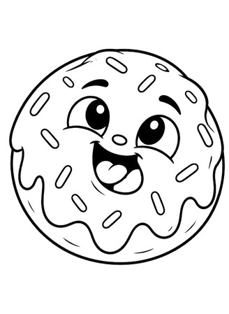 Ausmalbild Fröhlicher Donut