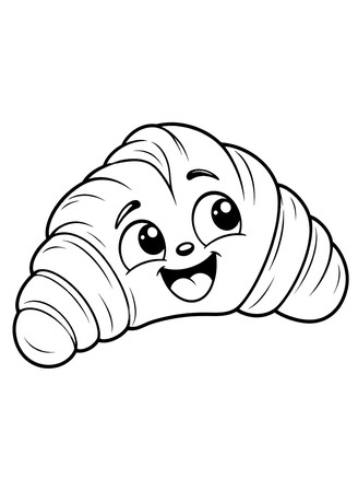 Ausmalbild Fröhliches Croissant