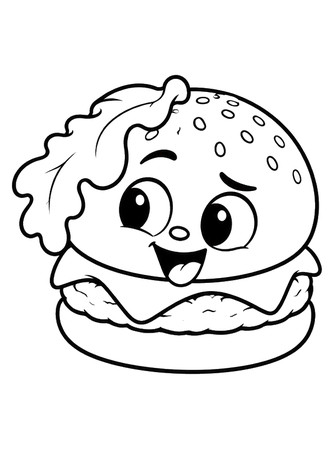 Ausmalbild Lachender Hamburger