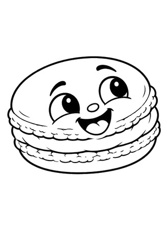 Ausmalbild Lachender Macaron