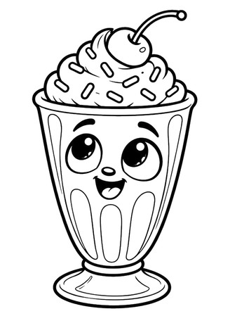 Ausmalbild Milchshake mit Kirsche