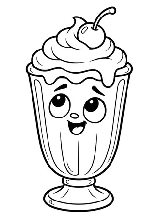 Ausmalbild Milchshake mit Sahne
