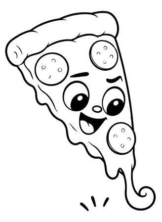 Ausmalbild Pizza mit Käsefaden