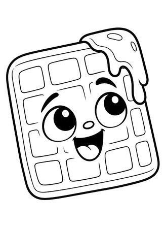 Ausmalbild Waffel mit Gesicht