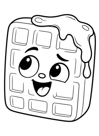 Ausmalbild Waffel mit Glasur