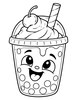 Ausmalbild Bubble Tea mit Sahnehaube