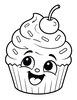 Ausmalbild Cupcake mit Kirsche und Streuseln