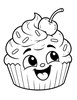 Ausmalbild Cupcake mit Kirsche