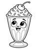 Ausmalbild Milchshake mit Kirsche