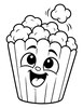 Ausmalbild Popcorn mit hüpfendem Korn