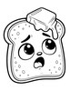 Ausmalbild Toast mit rutschender Butter