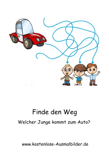 Ausmalbild Welcher Junge kommt zum Auto