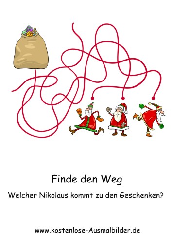 Ausmalbild Welcher Nikolaus kommt zu den Geschenken