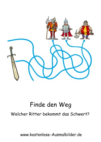 Ausmalbild Welcher Ritter bekommt das Schwert