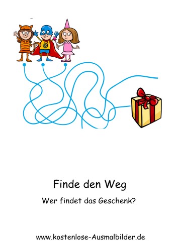 Ausmalbild Wer findet das Geschenk