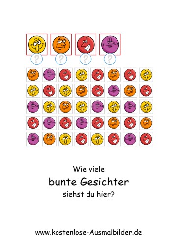 Ausmalbild Wie viele bunte Gesichter