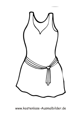 Ausmalbilder Kleid mit Guertel