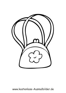 Ausmalbild Tasche mit langen Trägern