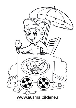 Ausmalbild Eisverkäufer