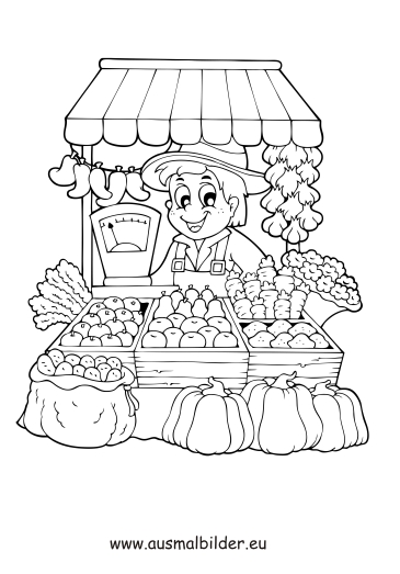 Ausmalbild Obstverkäufer