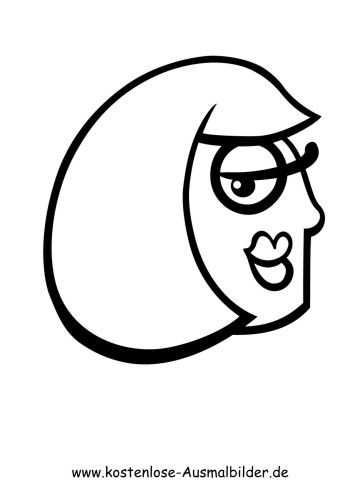Ausmalbild Frau mit Pagenkopf