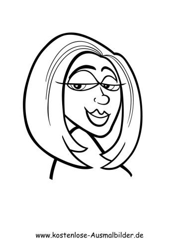 Ausmalbild Frau mit langen Wimpern