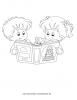 Ausmalbild Kinder lesen ein Buch
