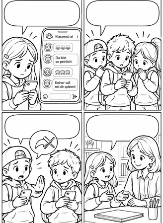 Ausmalbild Mobbing Comic Der Klassenchat