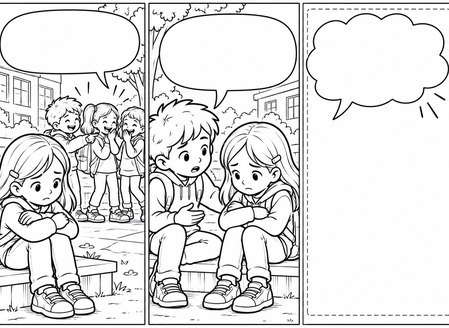 Ausmalbild Mobbing Comic Wie geht die Geschichte weiter