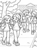 Ausmalbild gegen Mobbing – auf dem Schulweg niemanden ausschließen