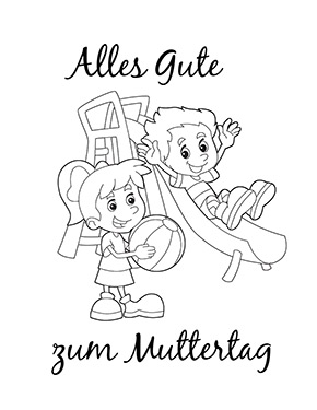 Ausmalbild Karte zum Muttertag