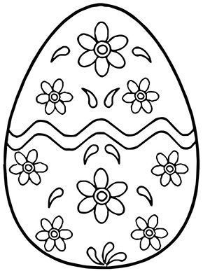 Ausmalbild Osterei mit Blüten